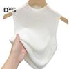 Women Knitted Vest Tops Slim Fit Half-High Collar Sleeveless Top Solid Color Stretchy Knit Blouse Daily Wear