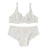 Women's Hollow Non-Padded Underwire Bra Sets 2PCS Sexy Ultra-Thin Lace Push Up Bra Panty Set for Women