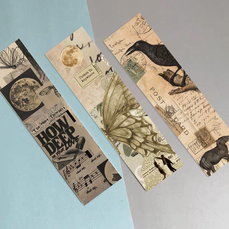 30PCS Vintage Style Bookmarks Students Decorating Notebook Exquisite Creative Pages Cards Book Marking With Creative Gifts Cards