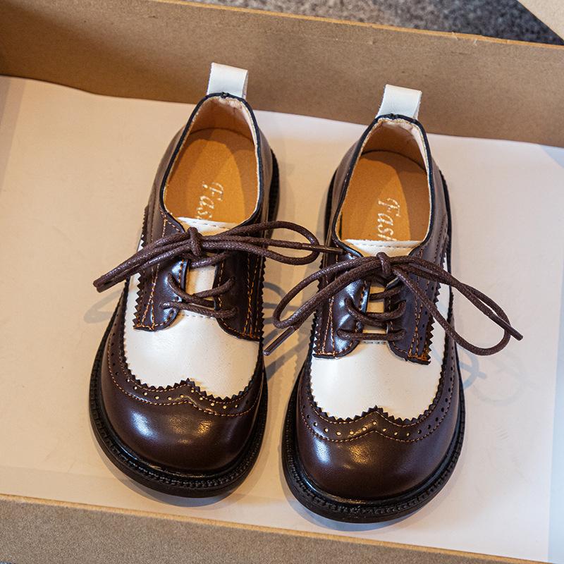 Boy's Shoes Spring and Autumn New Children's Bean Shoes Korean Version of Elementary School Performance Shoes Black Casual Shoes for Girls