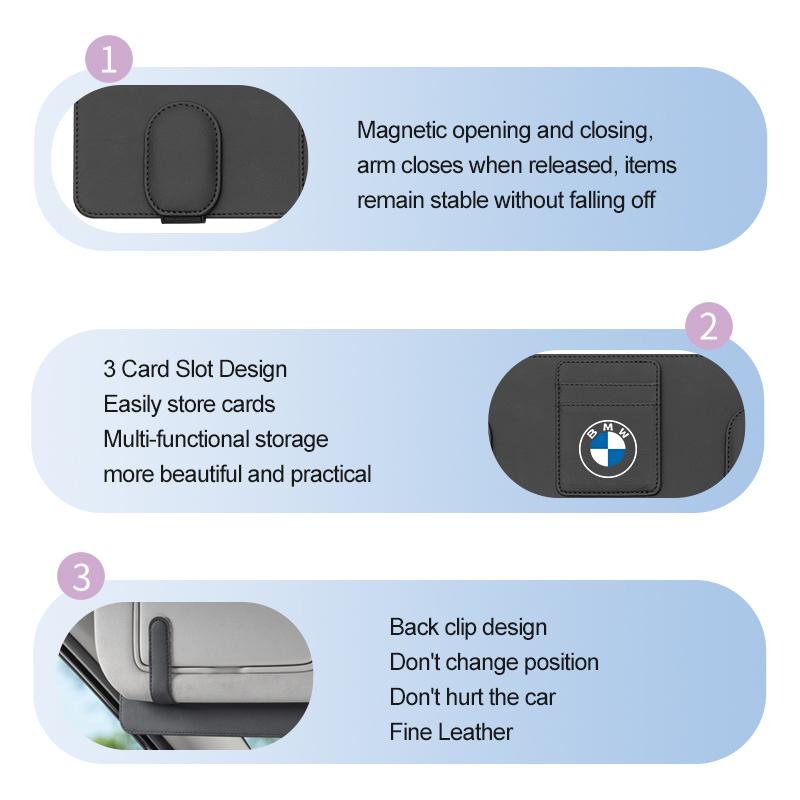KHQB5 For BMW Car Glasses Storage Clip Sun Visor Sunglasses Holder E87 E70 E91 E30 G20 E92 E93 E60 E46 E90 G30 E53 X1