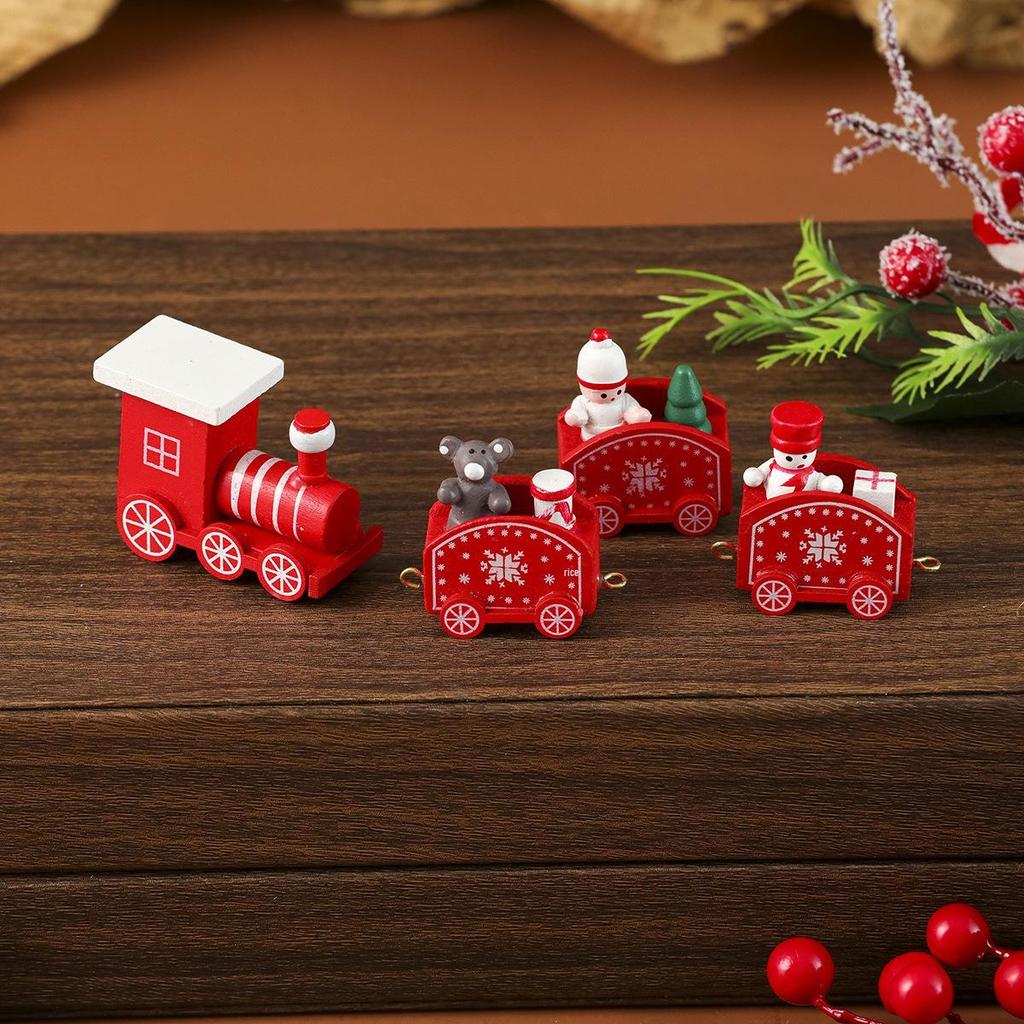Wooden Christmas Train Ornament Gift Set