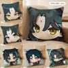 Xiao Cute Genshin Impact Cushion Cover Silky Short Plush Invisible Zipper Dustproof Sofa Pillow Case For Home Decor