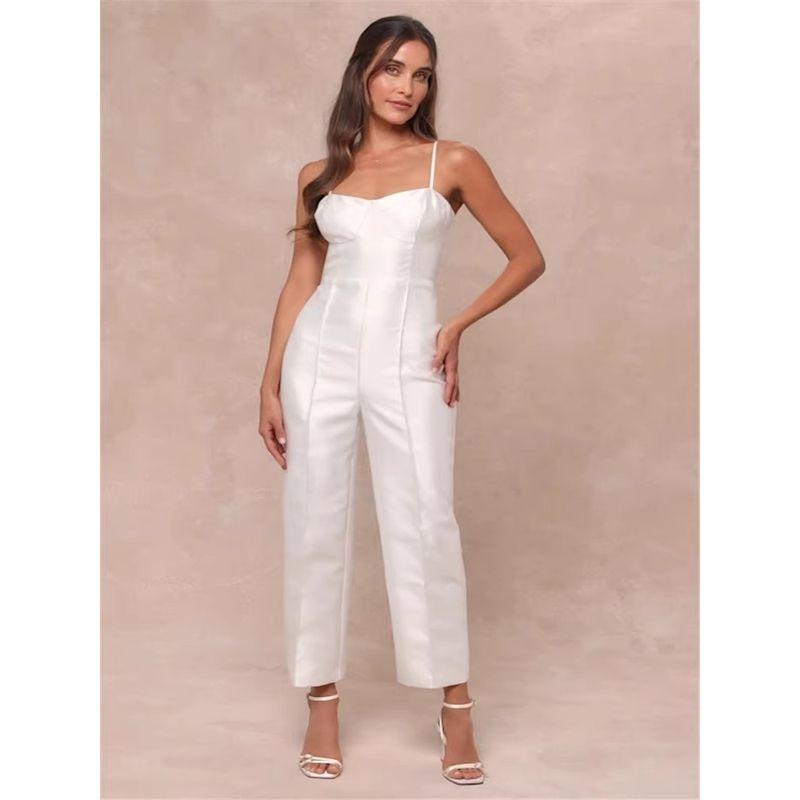 

Заказ для внешней торговли Темперамент семьи Лу Высокий холод Королевская сестра Гладкая ткань Слинг Уличный Комбинезон для личности Высокие Брюки с длинными ногами White L