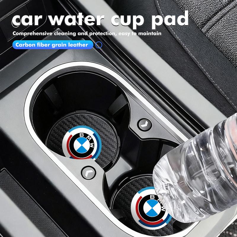 2pcs Car Water Cup Mats Carbon Fiber Coaster Non-Slip Pad For BMW E36 E39 E87 E60 E46 E53 E90 F10 F20 F25 F30 X3 X5