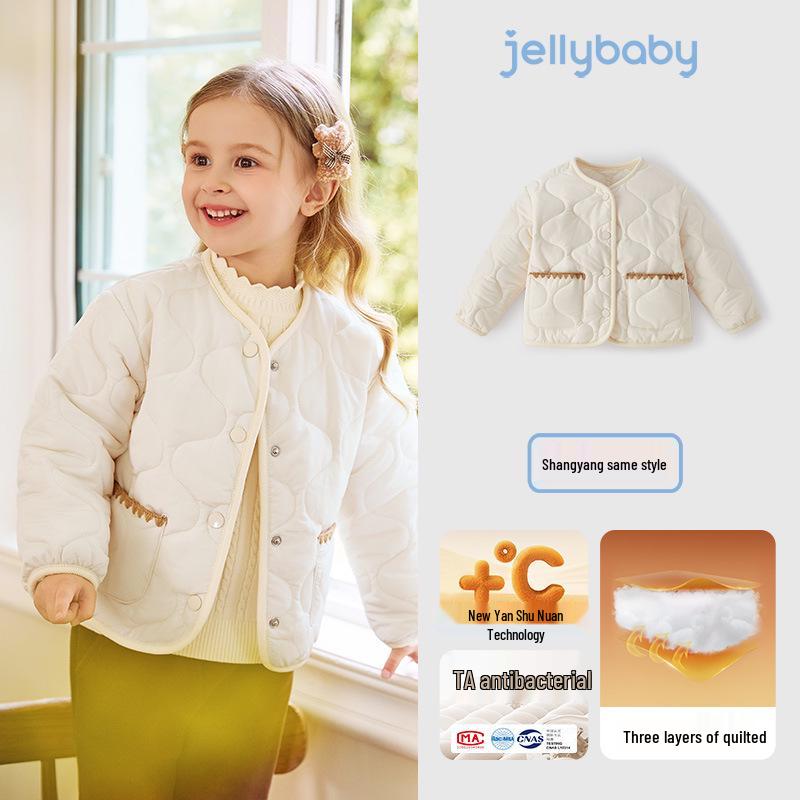 

Antibacterial Jellybaby Children s Cotton Padded Jacket - Girls Sweet and Warm Cardigan Top 100cm [Height 90-99cm]