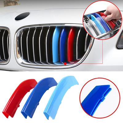 3 Adet Araba Ön Izgara Çıtaları BMW 3 Serisi E46 E90 F30 İçin Üç Renkli Izgara Dekorasyon Aksesuarları Araba Dış Kalıplama