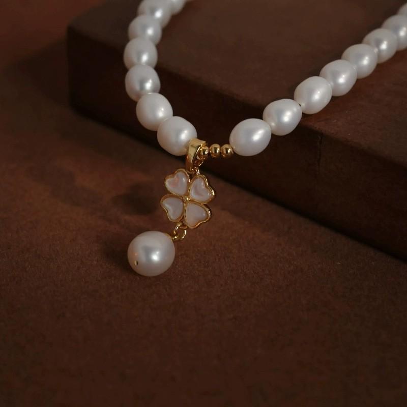 New Style Elegant Lucky Flower High Quality 100% Natural Freshwater Pearl 14K Gold Filled Ladies Pendant Necklace Gifts
