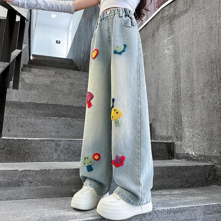 Girls' Jeans Spring and Autumn Children's Pants Spring Loose Wide Leg Pants
