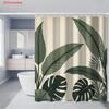 Tropical Leaf Shower Curtain 1Pc – Monstera And Palm On Beige Background, Vintage Nature Art Bath Curtain For Modern Home Decor