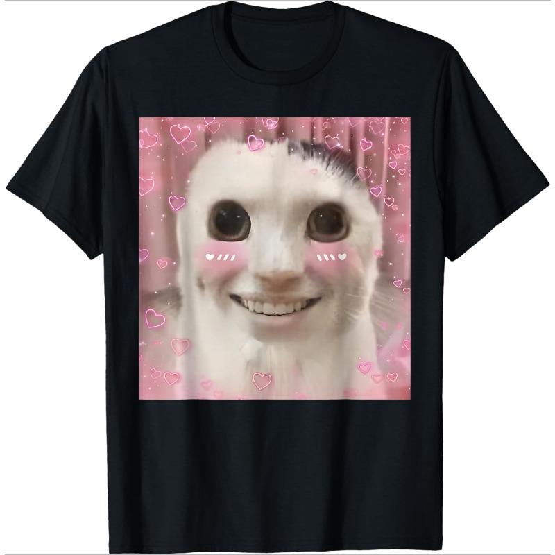 

Sad Cat Emoji TShirt Humorous Letter Print Womens Black ShortSleeved Casual LooseFit Basic Crew Neck Top for Daily Wear S