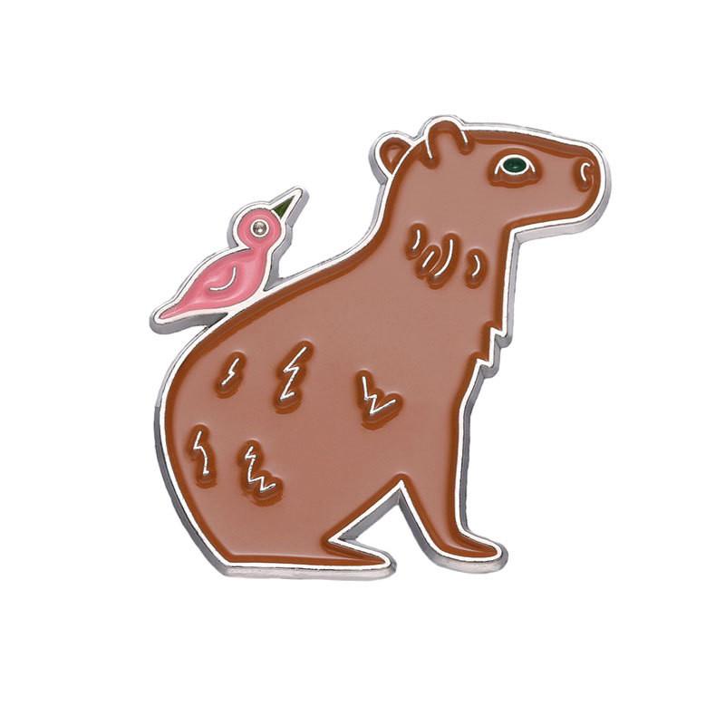 

Cartoon Charming Animal Alloy Pin Whimsical Design Bird Capybara Brooch Versatile Item Decorative XZ9195
