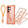 For Samsung S25 ULTRA Magnetic Transparent Three-in-one Mobile Phone Case with Strap