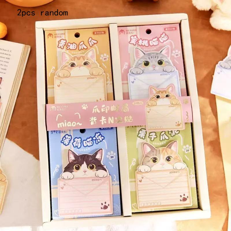 Kawai Stationery Paw Print Post Office Cute Cat Special Shaped Sticky Student Handbook Decoration Material MessageTimes Lovely