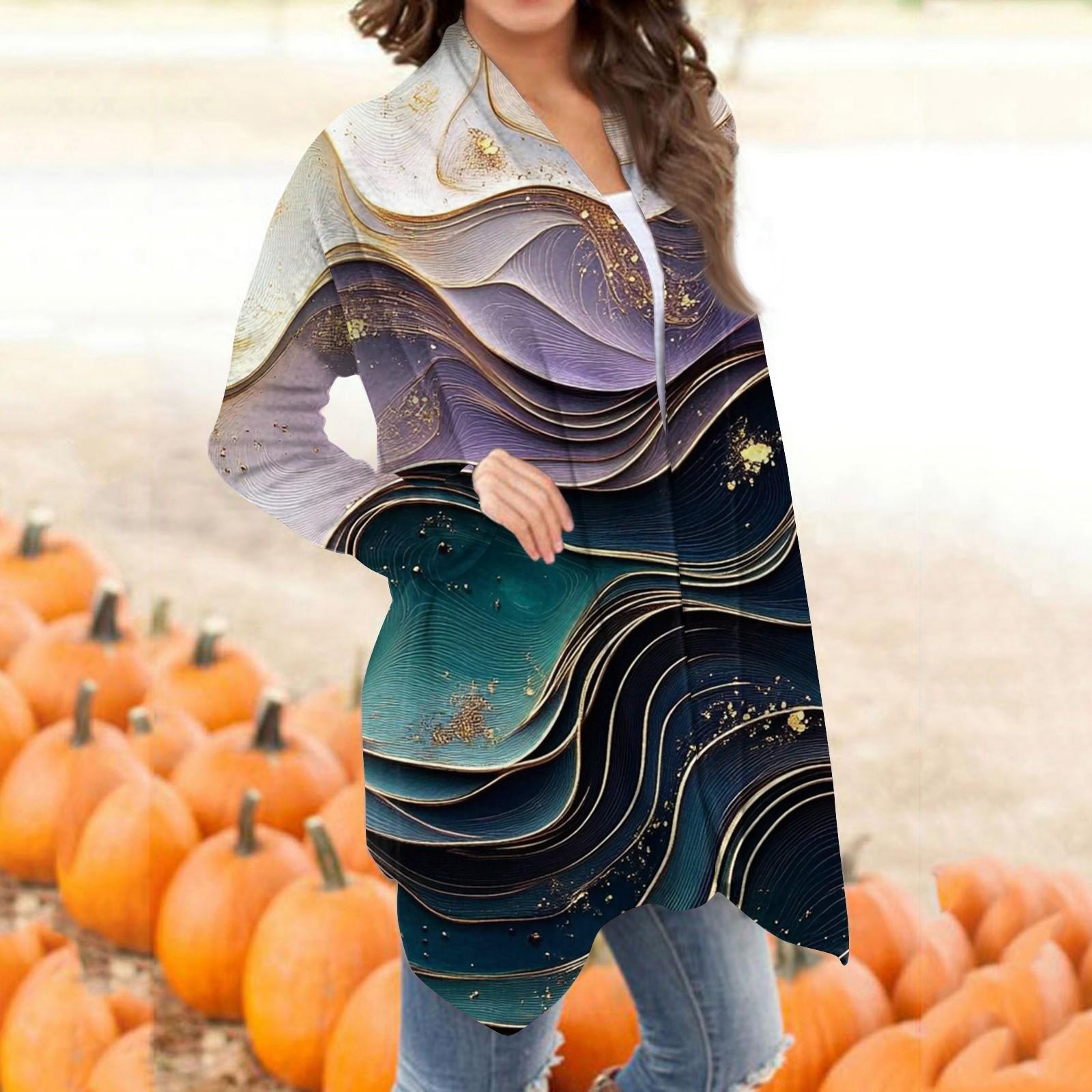 

Women s Fashion Casual Retro Print Mid-Length Cardigan Jacket L темно-зелений колір