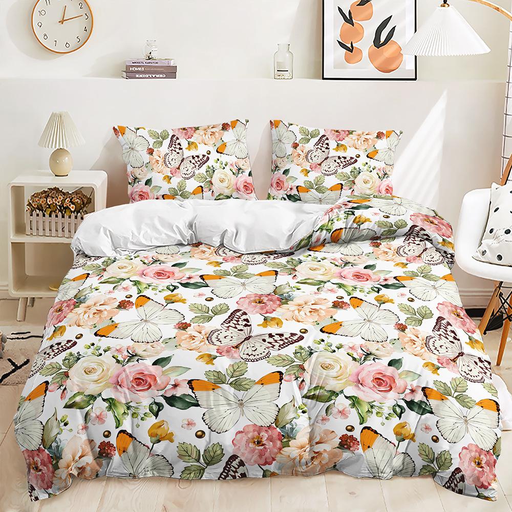 Three-Piece Butterfly Quilt Cover Two-Piece Bedding Kit Digital Printing Pillowcase