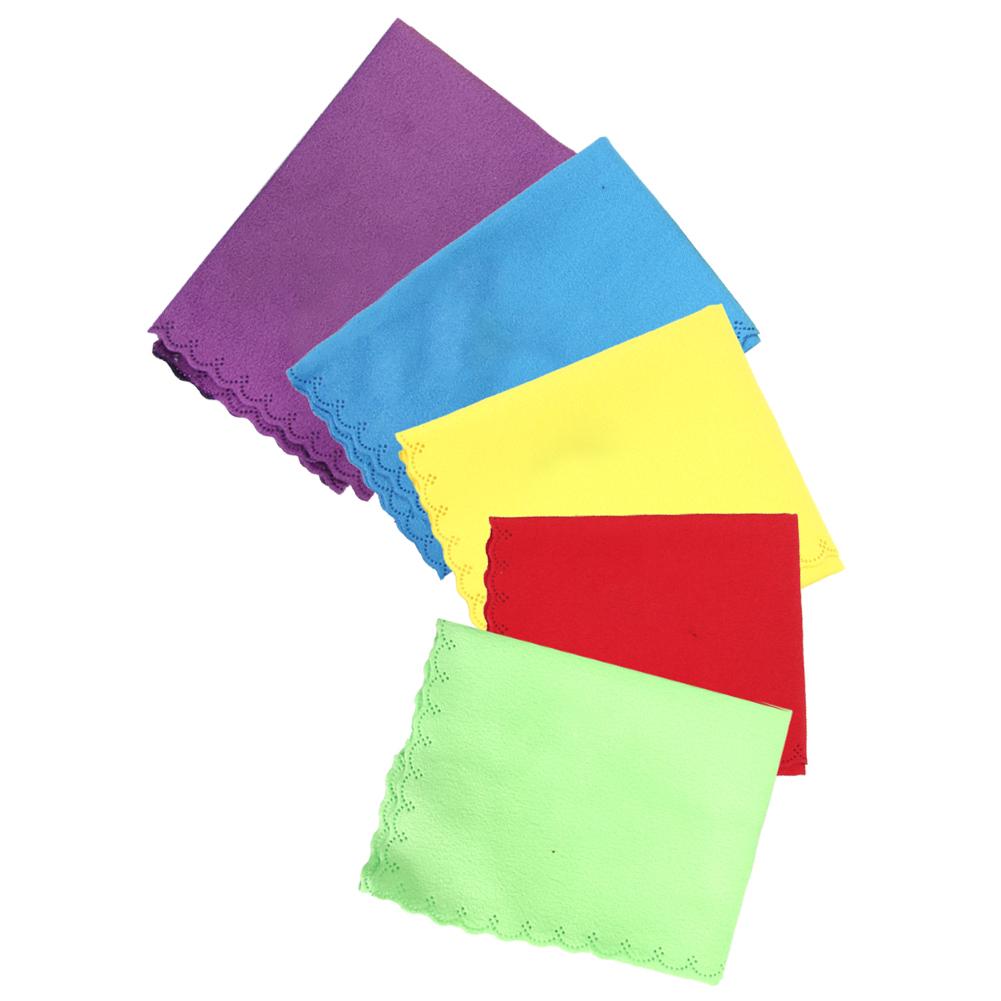5 Stück Fünffarbig Weich Langlebig Gitarre Klavier Violine Saxophon Musikinstrument Reinigungs-Poliertuch