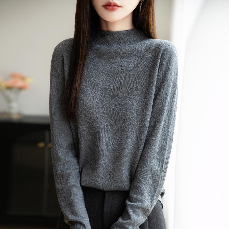 

Women s High Neck Wool Knit Sweater for Autumn and Winter Double Extra Large