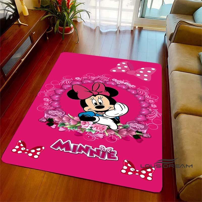 Cute Pink Minnie Mouse Cartoon Rug, Suitable for Living Room, Bedroom, Kitchen, Hallway, Children's Non-slip Floor Mat,