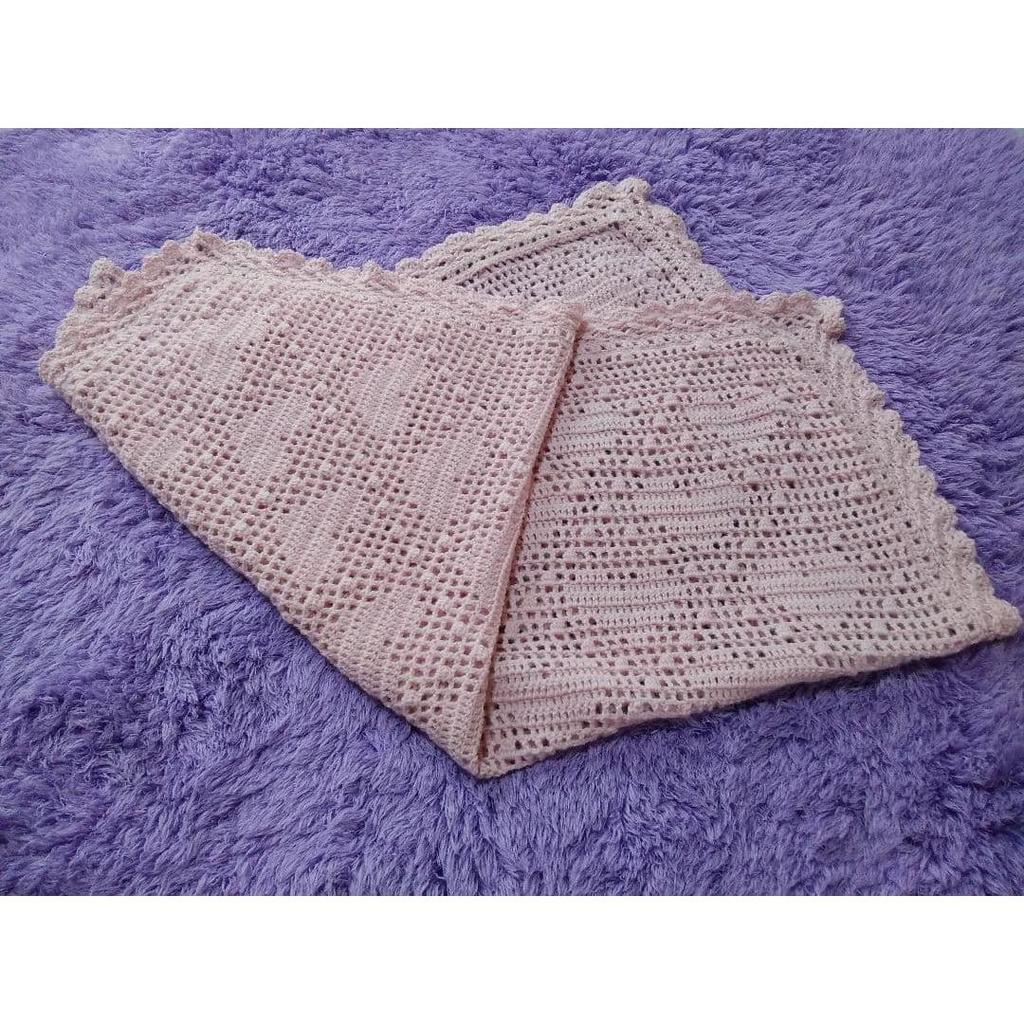 Used Merino wool heart pattern baby blanket swaddle