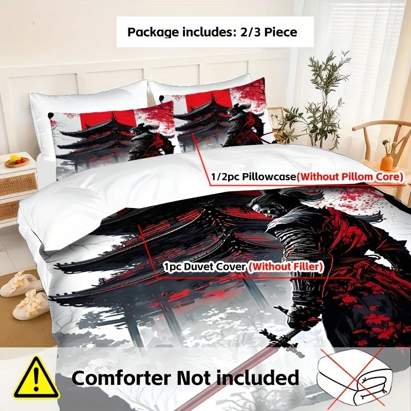 3pcs Bedding Set Featuring a Comfortable Samurai Design Duvet Cover No Filling Queen King Size Japanese And Eastern Samurai