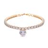 Strass-Hunde-Halsband Kristall Bling Kätzchen-Halsband Glitzer Silber Gold Kette Schmuck Diamant Welpenhalsbänder mit Herz-Anhänger