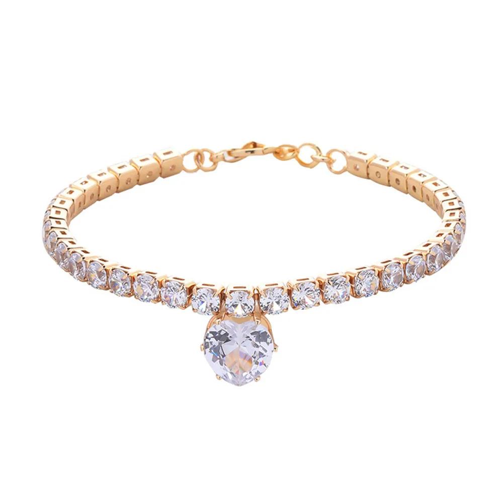 Strass-Hunde-Halsband Kristall Bling Kätzchen-Halsband Glitzer Silber Gold Kette Schmuck Diamant Welpenhalsbänder mit Herz-Anhänger