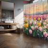 2D Flat, 2D Flat, 1pc 2D Flat Spring Tulip Shower Curtain | Colorful Floral Landscape Polyester Bathroom Decor with 12 Hooks,