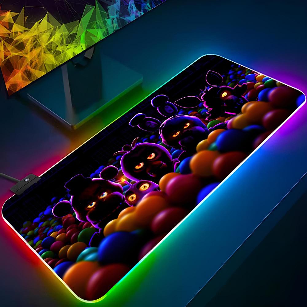 

Game F-Fnaf Five Nights At F-Freddys Mouse Pad Gaming Rgb Mousepad Backlit Keyboard Gamer Girl Xxl Laptop Mat Table Diy Printing RGB600x300x4mm