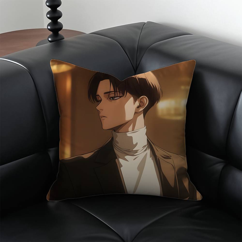 1 Stück Levi Ackerman Attack on Titan Kissenbezug, milbenabweisend, mit verdecktem Reißverschluss, seidig-kurzplüschig, Sofakissenbezug