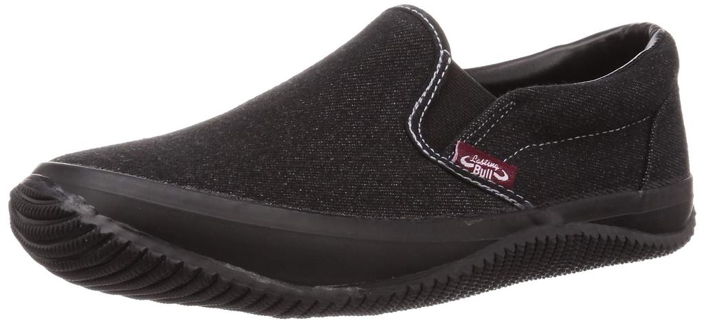 Fukuyama Rubber Lasting Bull Work Slip-On Sneakers, Men's, Black, Size 26.0 cm, LB-024