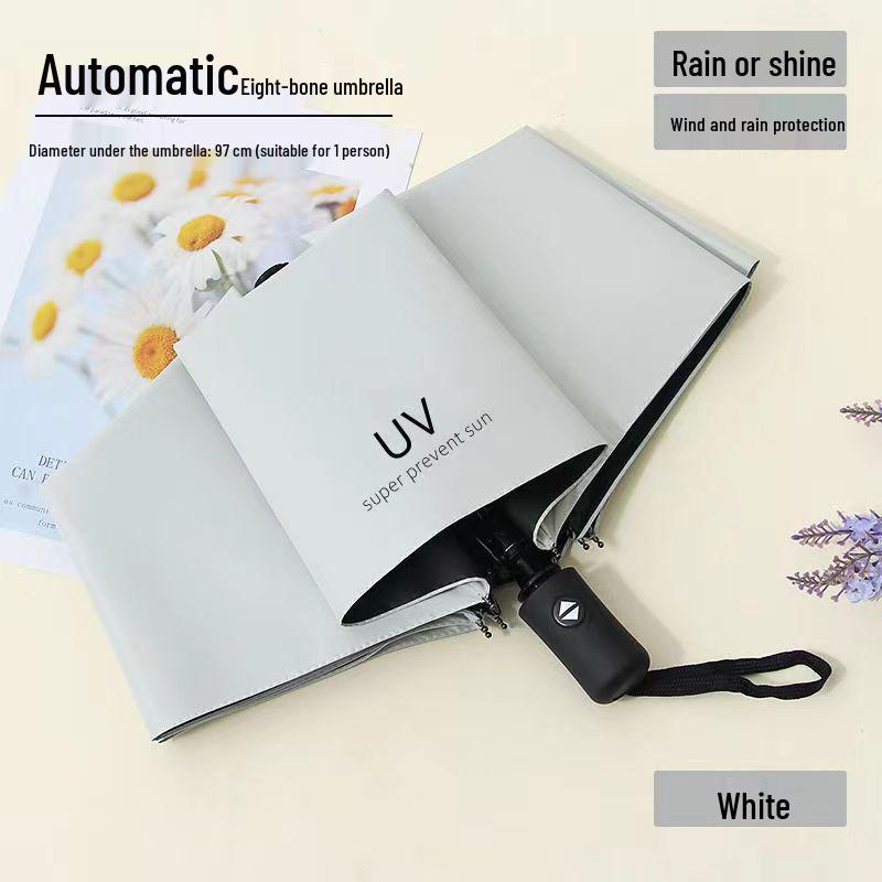 Fully Automatic 24-Rib Folding Umbrella: Large, UV-Resistant, Sun & Rain Protection with Custom Logo Options