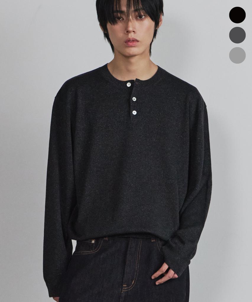 THE IDENTITY PROJECT Henley Neck Wool Soft Pullover Knit (3 Colors)