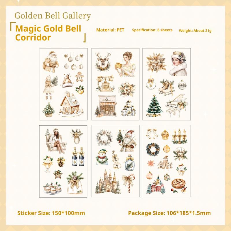 6 Sheets Christmas Series Sticker Pack Diy Decorative Stationery Album Diary Cup Notebook Mobile Phone Scrapbooking Supplies