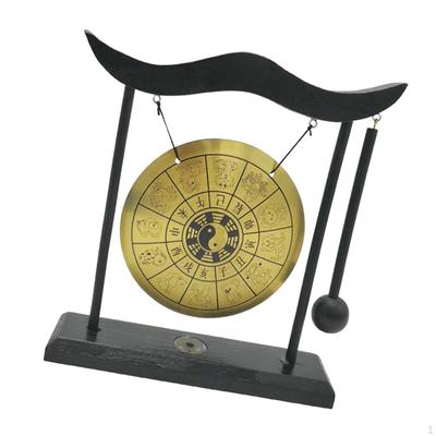 Pirinç Feng Shui Masaüstü Gong Standı ile Ev Dekorasyonu için Asya Çanları Çin İşaretleri