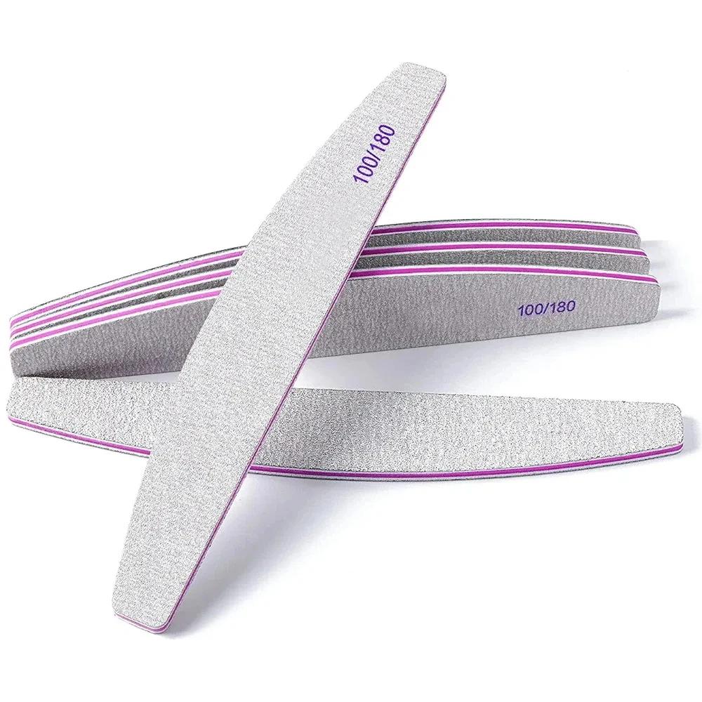 2/5/10/20pcs 100/180 Grits Nail Files and Buffers Professional Double Sided Emery Boards Manicure Tool for Acrylic Nails