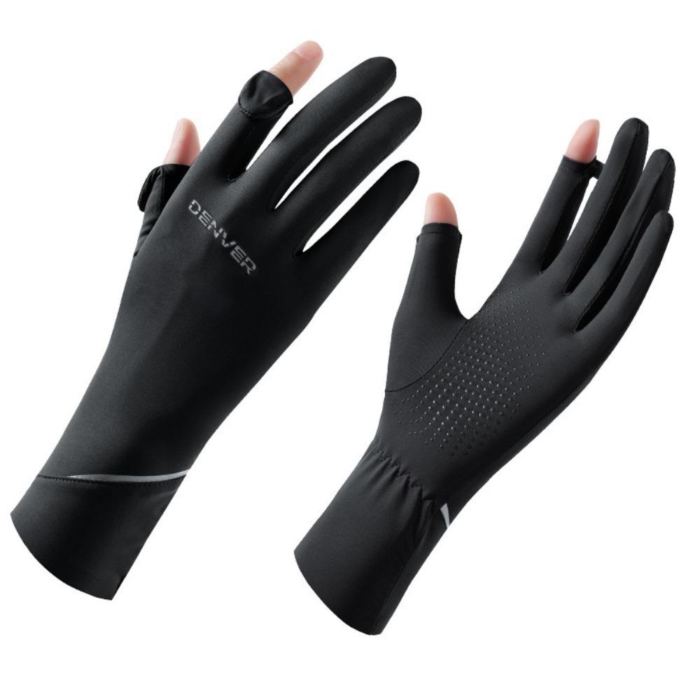 

Перчатки из ледяного шелка с защитой от УФ-лучей, высокоэластичные митенки для вождения, новые перчатки для езды и вождения, лето чёрный