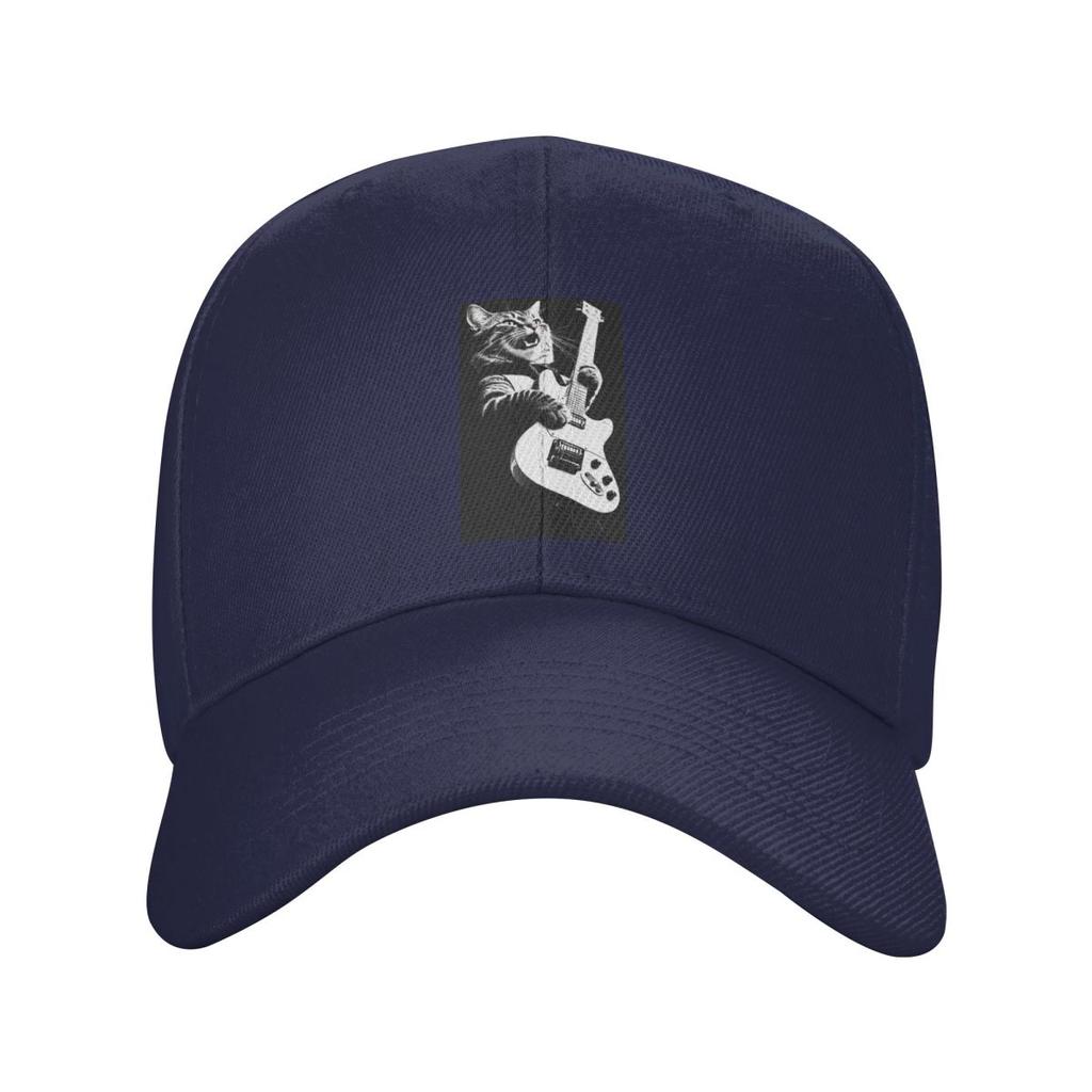 Rock Cat Playing Guitar Cartoon Guitar Cat Baseball Caps Fashion Men Women Hats Casual Cap Sports Baseball Hat Casquette