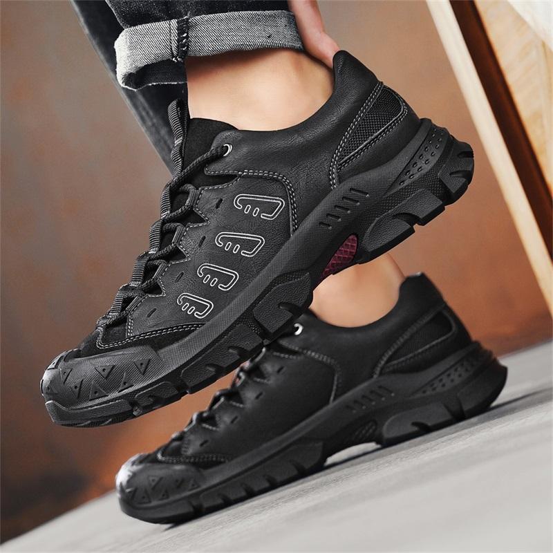 Quality Rubber Anti Slip Wear-resistant Sole Outdoor Casual Shoes Brand Mens Versatile Leather Shoes Fashion Hiking Sports Shoes