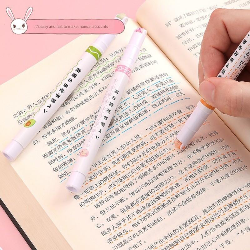 6 sztuk/zestaw Kawaii kwiaty w kształcie linii zakreślacze końcówka rolki krzywa Liner Marker do pisania Journaling rysunek artykuły papiernicze