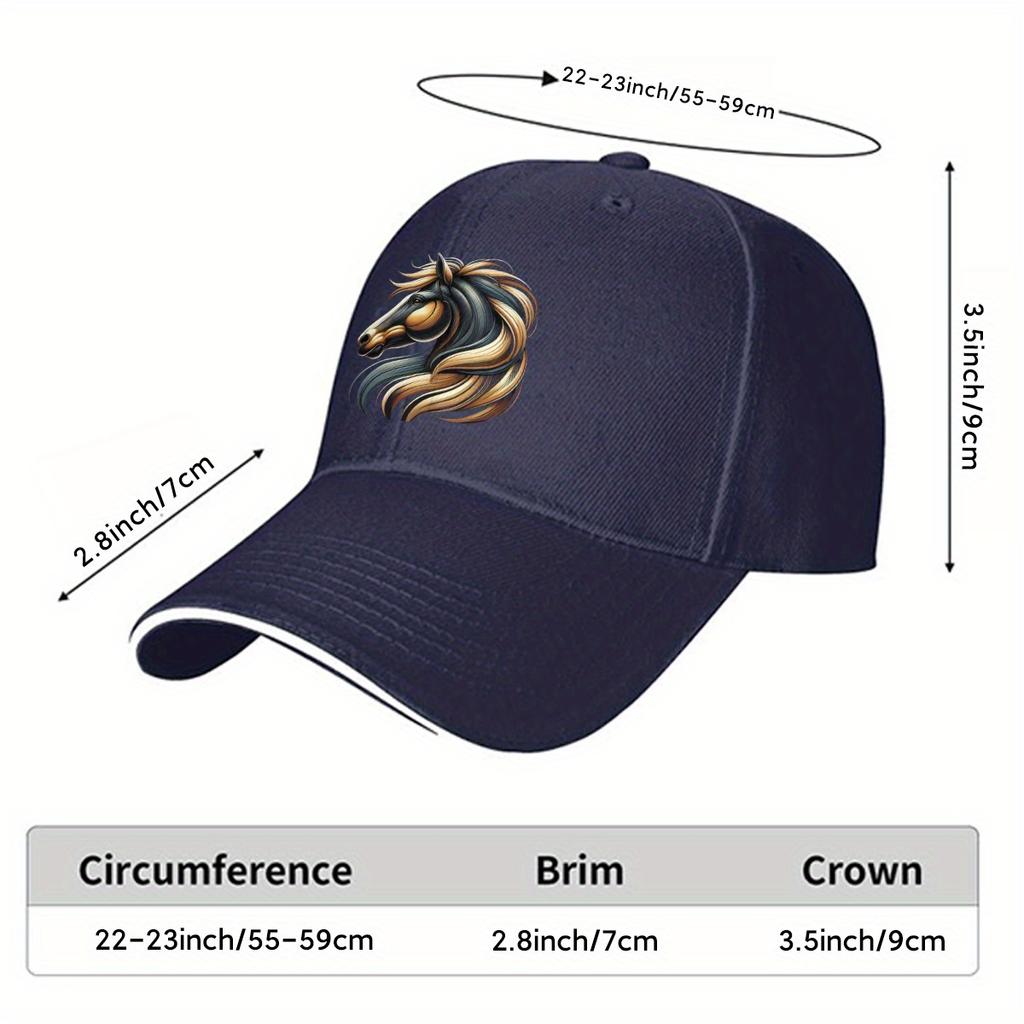 Artistic Horse Head Print Polyester Baseball Cap Unisex Casual Adjustable Summer Trucker Hat