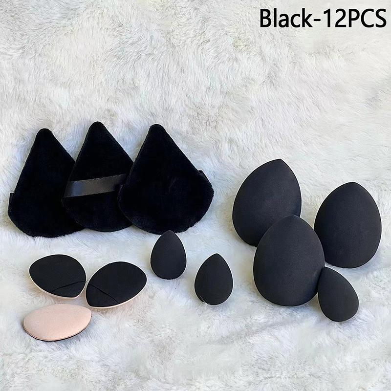 

9/12 шт. набор спонжей для макияжа Beauty Egg Soft Cosmetic Puff Foundation Sponge Powder Puff Women Makeup Accessories Beauty Tool Kit 12PCS чёрный