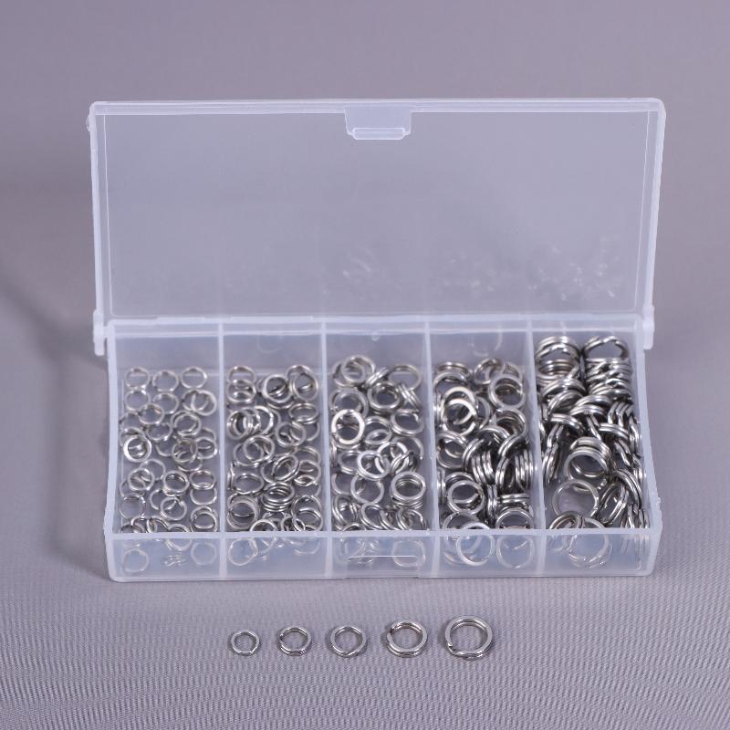 Stainless Steel O-Shaped Ring Set 200Pcs Fishing Split Ring Kit Fishing Lures Connectors Fishing Jigging Tackle Split Rings Set