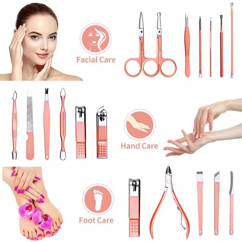 Luxurious Stainless Steel Infant Manicure & Pedicure Set Nail Clippers Cleaner Cutter Nail File Kit