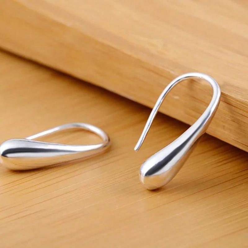 925 Sterling Silver Plated Water Drop Pendants Hoop Earrings for Women Wedding Party Luxury Fashion Jewelry 2025 Christmas Gift