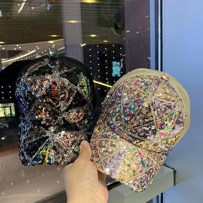 Summer Mesh Sequined Hat Women's Breathable Sunscreen Visor Travel Fashion Versatile Korean Version Baseball Cap Cap Cap