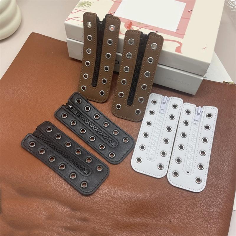 PU Leather Zippered Shoelace Inserts Waterproof Leather Zippered Shoelace Easy Installation for Hiking Boot Enhancement
