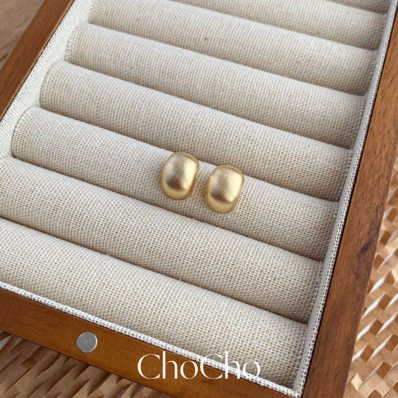 

Niche Style Chocho Matte Brushed Frosty Style Earrings Gold 925 silver needle