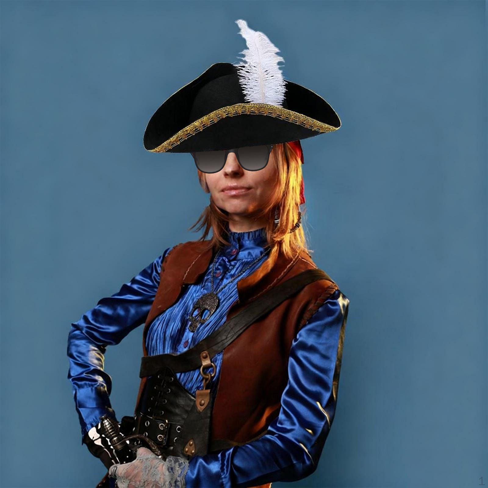 

Пиратская шляпа День рождения Удобный подарок Головной убор Хэллоуин Фестиваль с пером чёрный