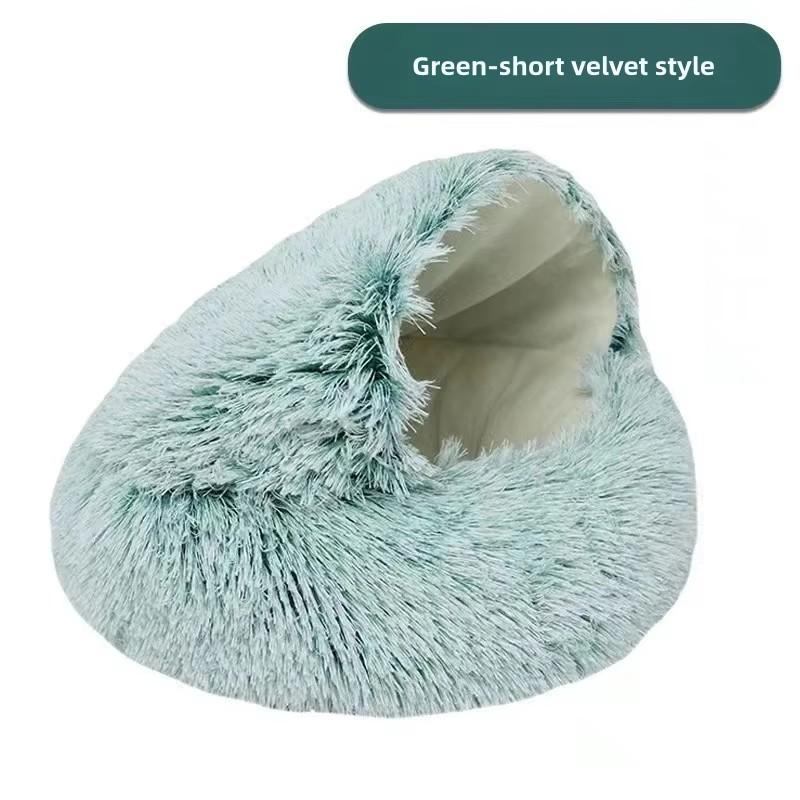 Winter Warmth Soft Fleece Lined Semi-Enclosed Plush Pet Nest for Cats